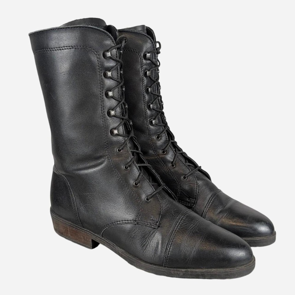 Santana Canada Vintage Black Leather Lace Up Combat Boots 7.5